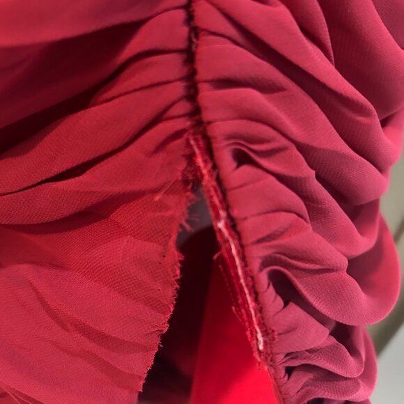 House of CB Carlotta Wine Ruched Draped Chiffon Dress - Picture 7 of 8